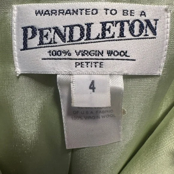 VTG Pendleton Women’s 100% Virgin Wool Green Blazer Jacket ~ Like New ~ Sz 4 - Picture 3 of 9